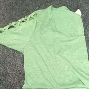 NAIF Mint Green Short Sleeve Top with Button Accents